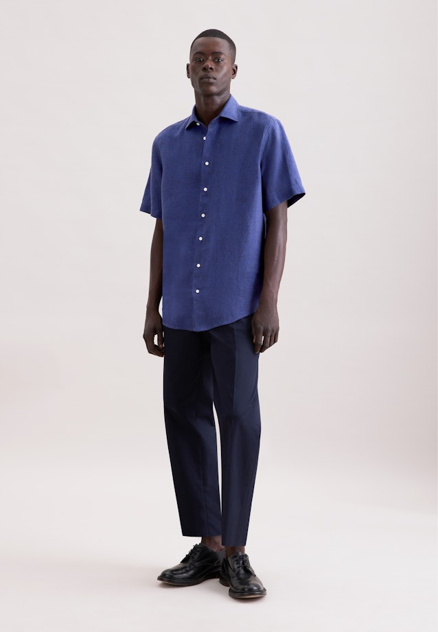 Regular Leinenhemd Uni in Dunkelblau |  Seidensticker Onlineshop