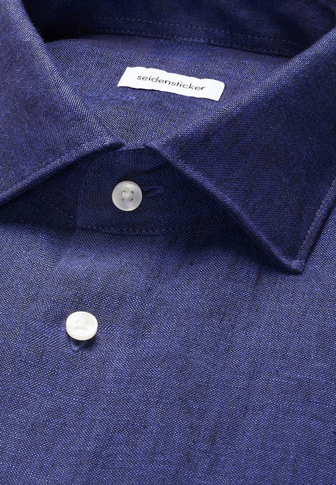 Regular Leinenhemd Uni in Dunkelblau | Seidensticker Onlineshop