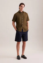 Regular Linen shirt Uni in Grün |  Seidensticker Onlineshop