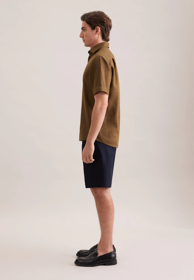 Regular Linen shirt Uni in Grün |  Seidensticker Onlineshop