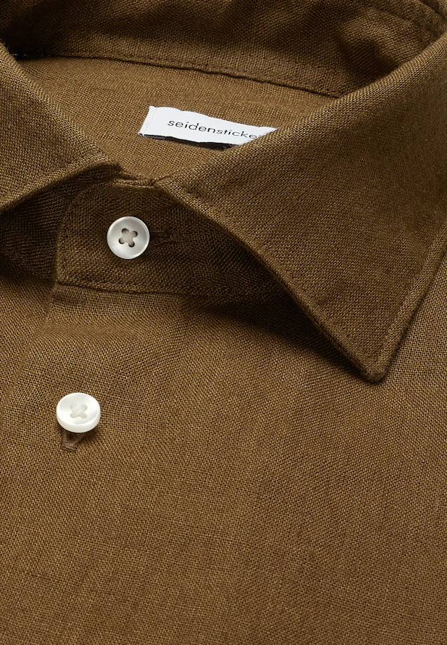 Regular Linen shirt Uni in Grün |  Seidensticker Onlineshop