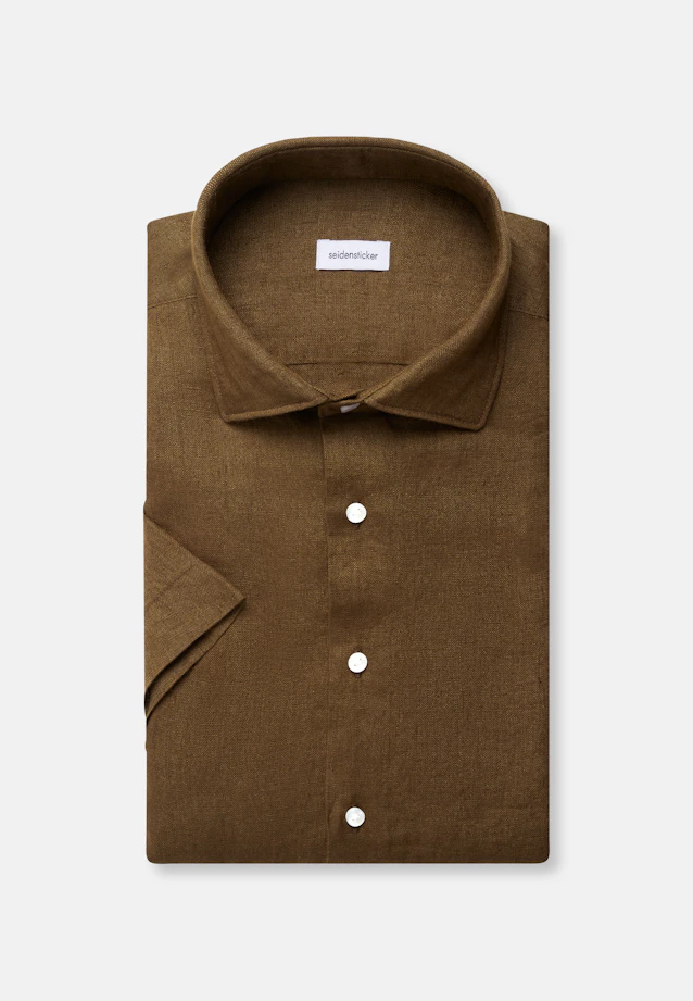 Regular Linen shirt Uni in Grün |  Seidensticker Onlineshop