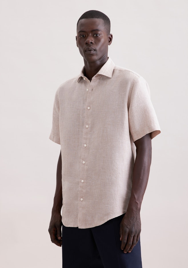 Regular Chemise en lin Uni dans Beige | Boutique en ligne Seidensticker
