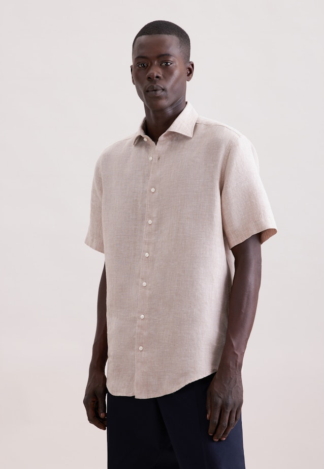 Regular Leinenhemd Uni in Beige |  Seidensticker Onlineshop