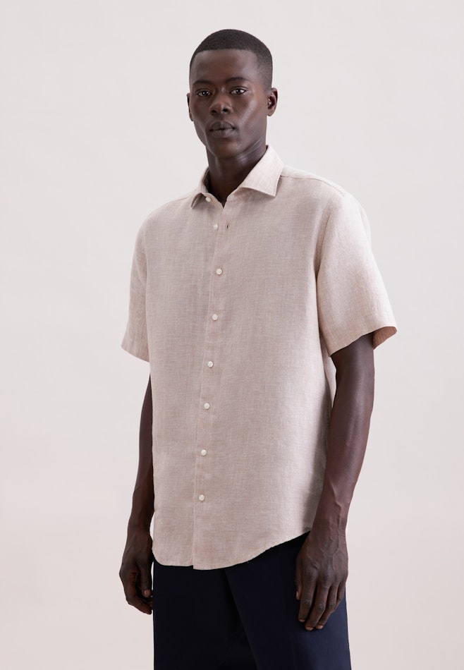 Regular Leinenhemd Uni in Beige | Seidensticker Onlineshop