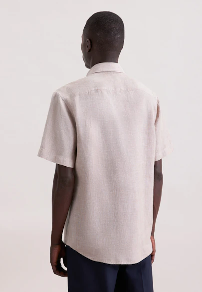 Regular Leinenhemd Uni in Beige |  Seidensticker Onlineshop