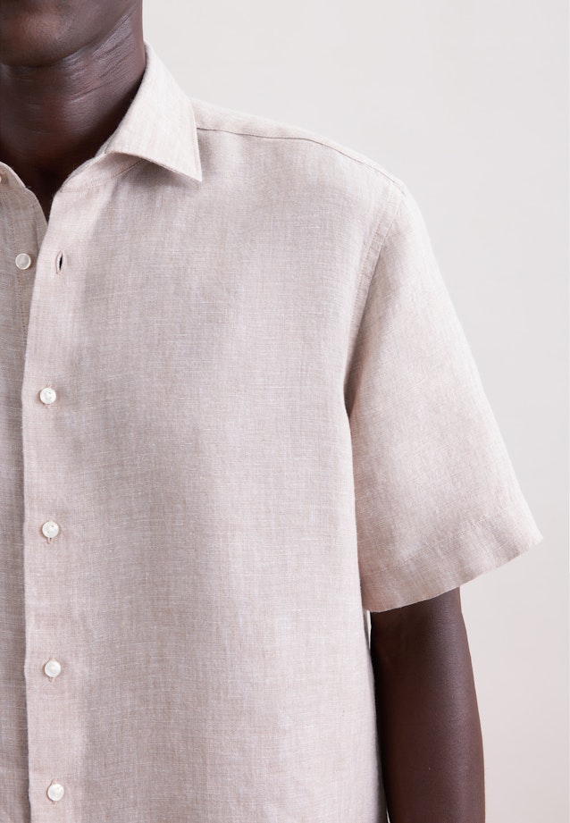 Regular Leinenhemd Uni in Beige |  Seidensticker Onlineshop