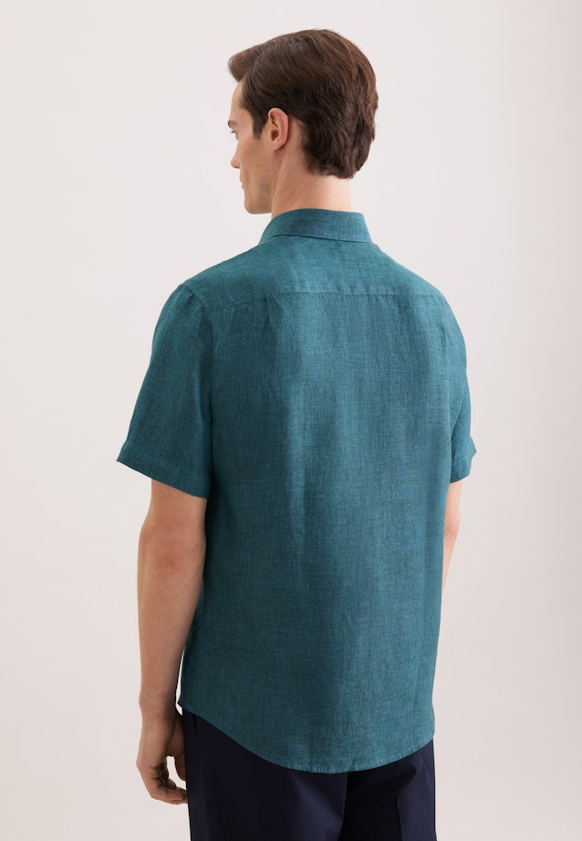 Regular Leinenhemd Uni in Türkis |  Seidensticker Onlineshop