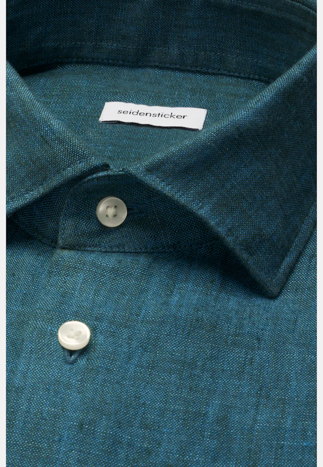 Regular Leinenhemd Uni in Türkis | Seidensticker Onlineshop