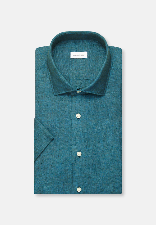 Regular Leinenhemd Uni in Türkis | Seidensticker Onlineshop