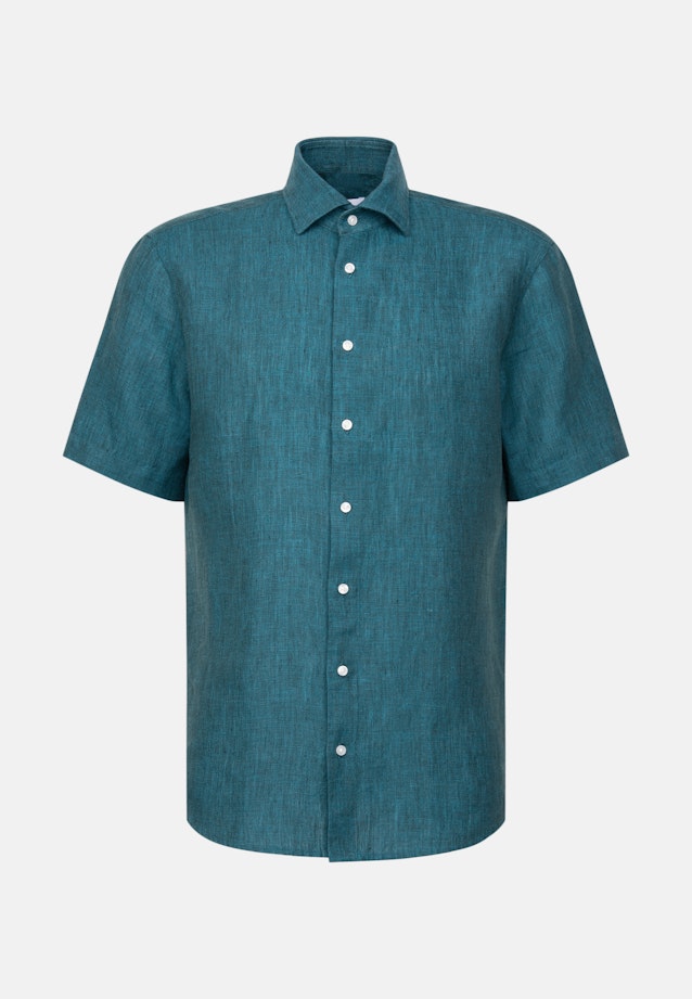 Regular Leinenhemd Uni in Türkis |  Seidensticker Onlineshop