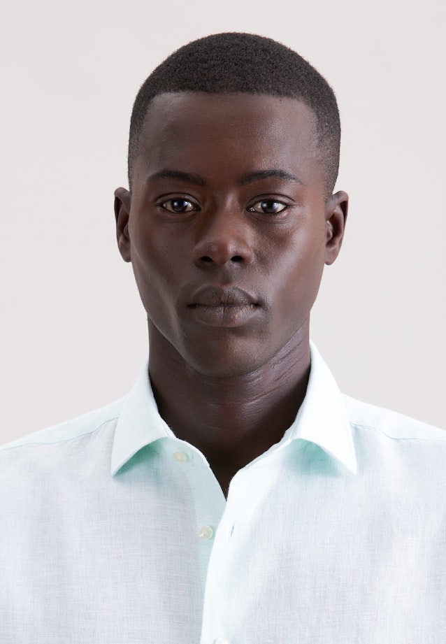 Regular Linen shirt Uni in Grün |  Seidensticker Onlineshop