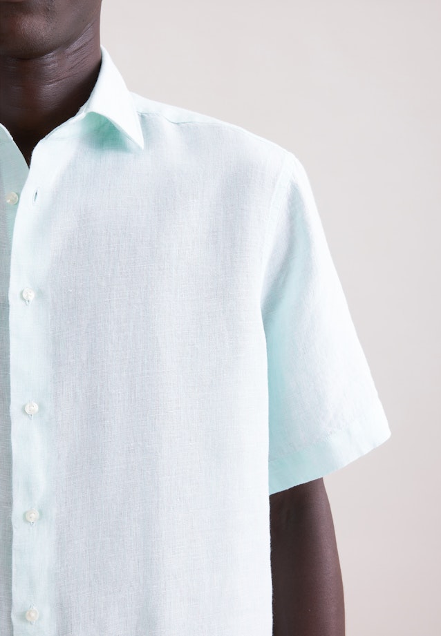 Regular Linen shirt Uni in Grün |  Seidensticker Onlineshop
