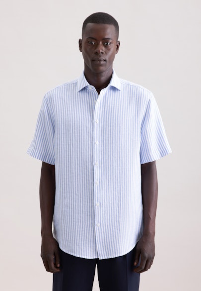 Regular Chemise en lin Rayures in Bleu Moyen | Seidensticker Onlineshop