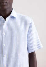 Regular Leinenhemd Gestreift in Mittelblau |  Seidensticker Onlineshop