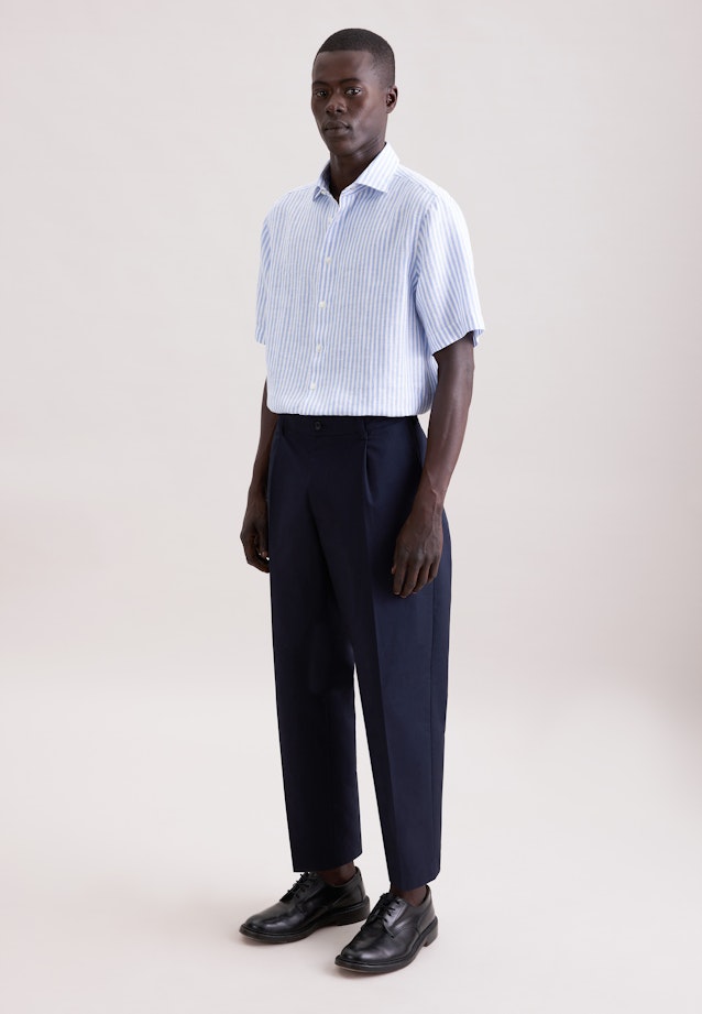 Regular Leinenhemd Gestreift in Mittelblau |  Seidensticker Onlineshop