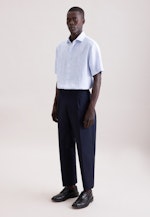 Regular Leinenhemd Gestreift in Mittelblau |  Seidensticker Onlineshop