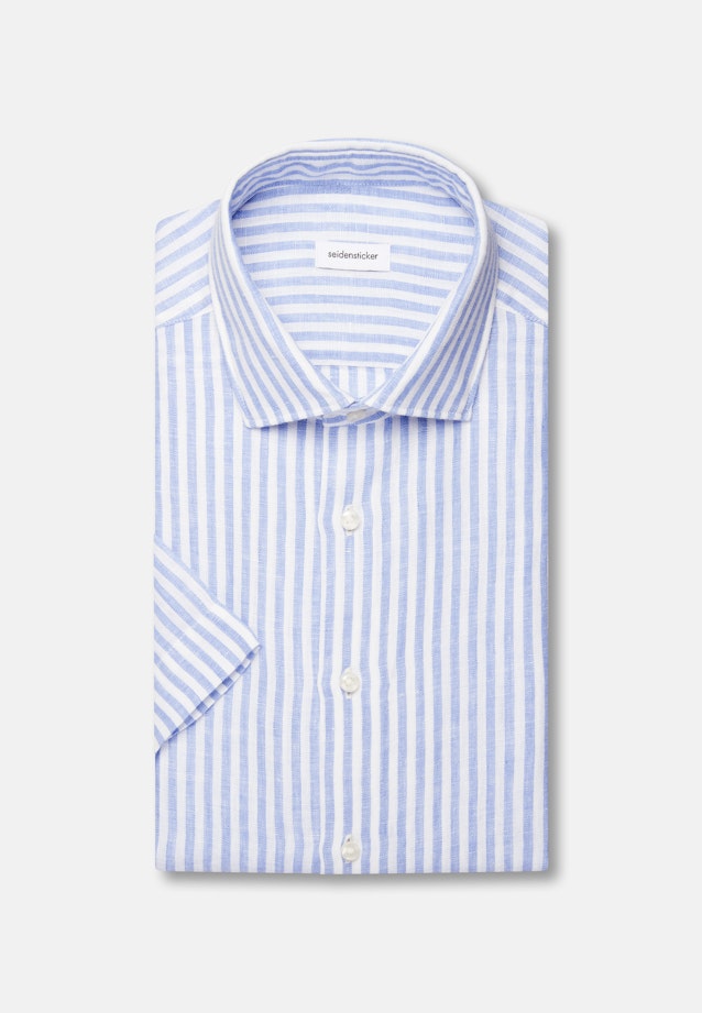 Regular Leinenhemd Gestreift in Mittelblau |  Seidensticker Onlineshop