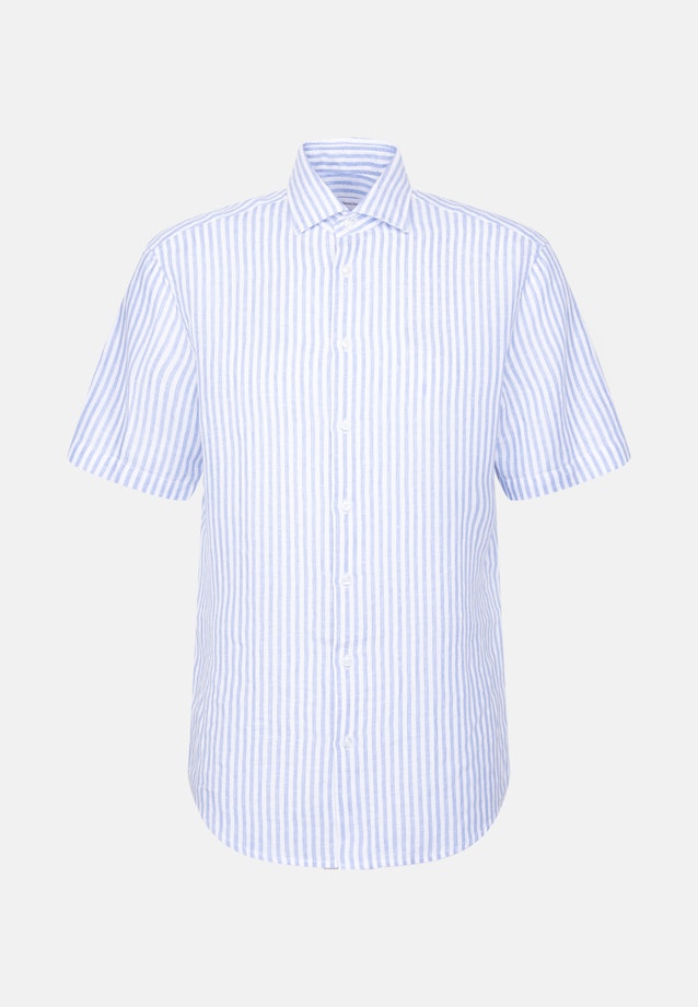 Regular Leinenhemd Gestreift in Mittelblau |  Seidensticker Onlineshop