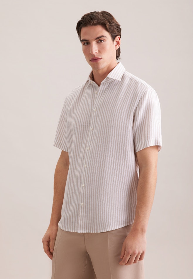 Regular Leinenhemd Gestreift in Beige | Seidensticker Onlineshop