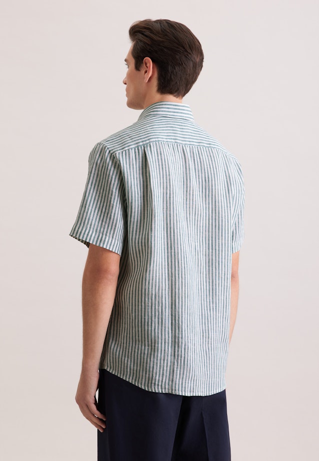 Regular Chemise en lin Rayures in Turquoise |  Seidensticker Onlineshop