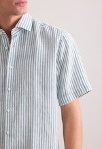 Regular Chemise en lin Rayures in Turquoise |  Seidensticker Onlineshop