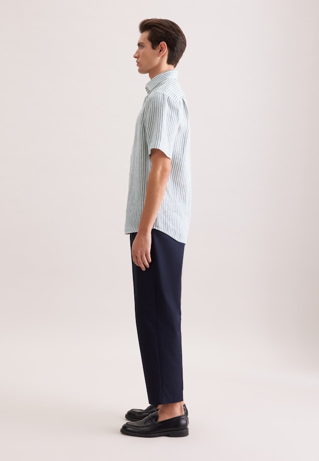 Regular Chemise en lin Rayures in Turquoise |  Seidensticker Onlineshop