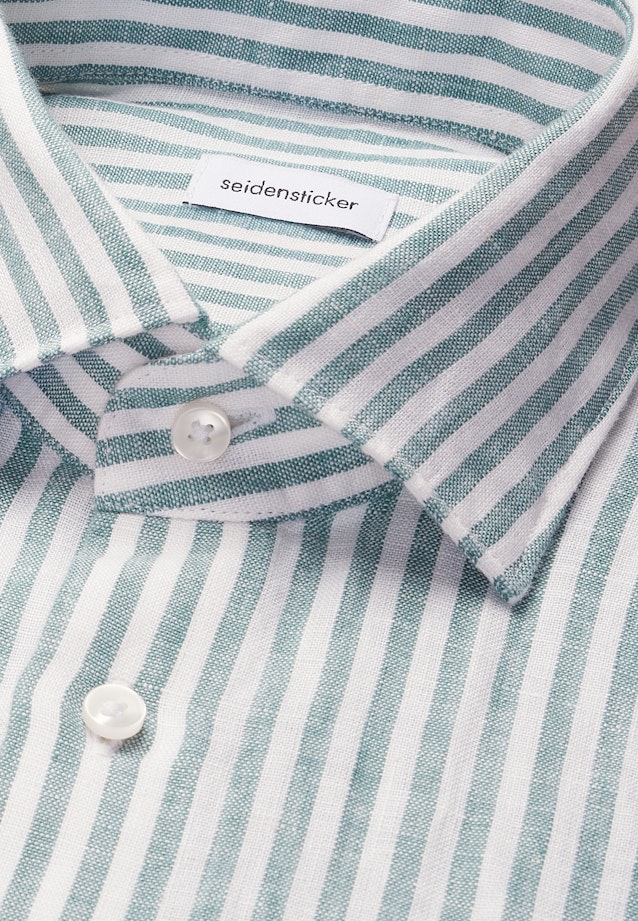 Regular Leinenhemd Gestreift in Türkis |  Seidensticker Onlineshop