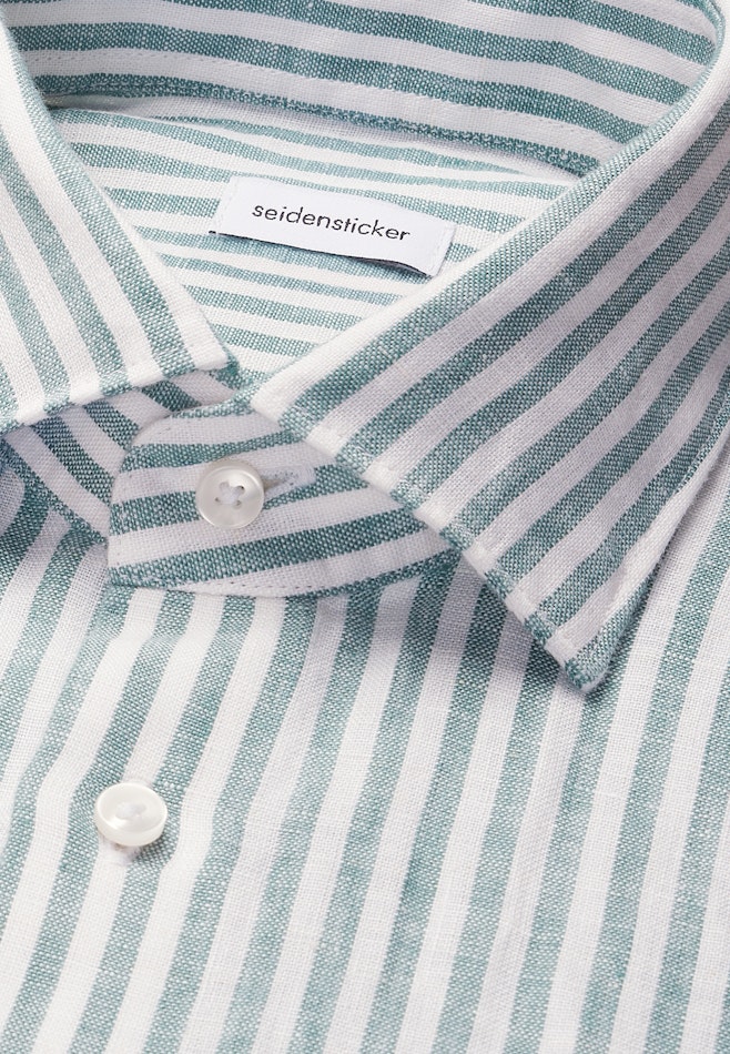 Regular Leinenhemd Gestreift in Türkis | Seidensticker Onlineshop