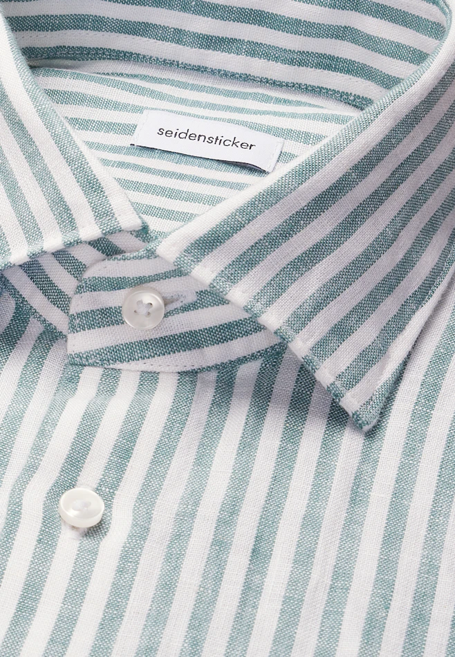 Regular Leinenhemd Gestreift in Türkis | Seidensticker Onlineshop