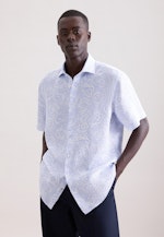 Regular Leinenhemd Druck in Hellblau |  Seidensticker Onlineshop