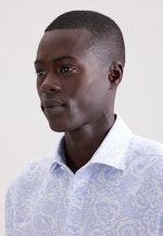 Regular Leinenhemd Druck in Hellblau |  Seidensticker Onlineshop