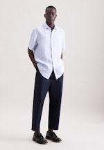 Regular Leinenhemd Druck in Hellblau |  Seidensticker Onlineshop