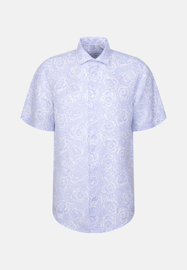 Regular Leinenhemd Druck in Hellblau |  Seidensticker Onlineshop