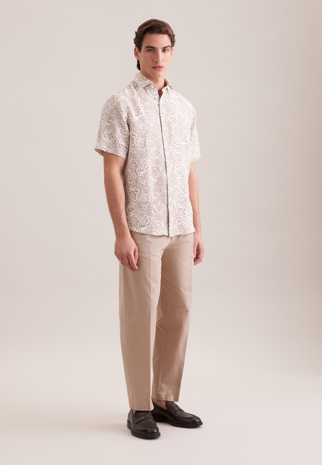Regular Leinenhemd Druck in Beige |  Seidensticker Onlineshop