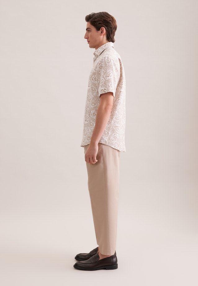 Regular Leinenhemd Druck in Beige |  Seidensticker Onlineshop
