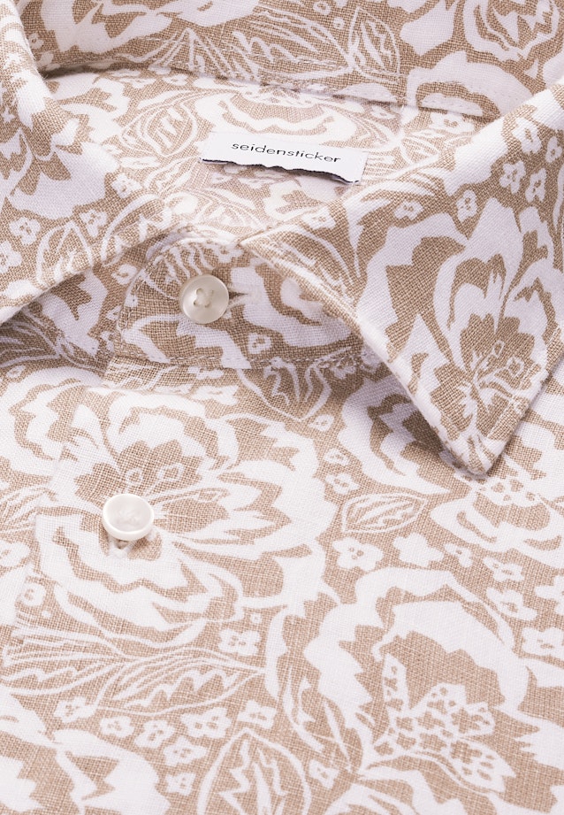 Regular Leinenhemd Druck in Beige |  Seidensticker Onlineshop