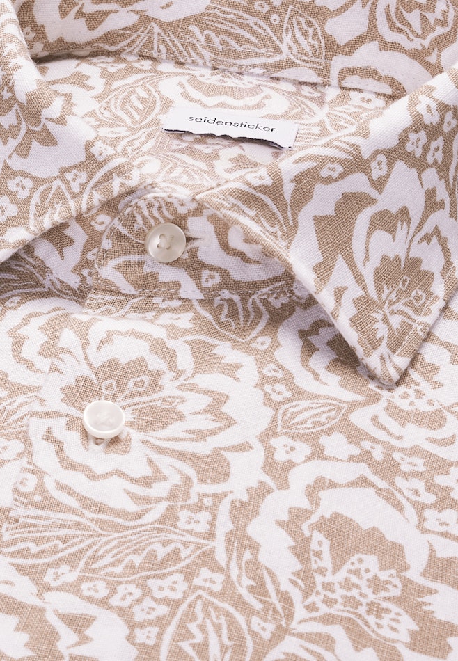 Regular Leinenhemd Druck in Beige | Seidensticker Onlineshop