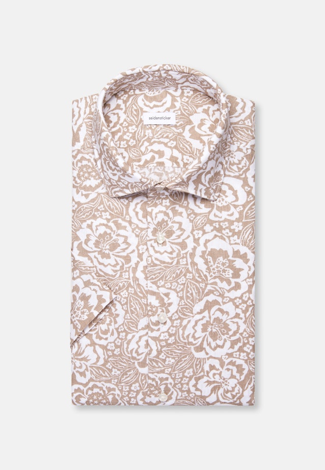 Regular Leinenhemd Druck in Beige |  Seidensticker Onlineshop