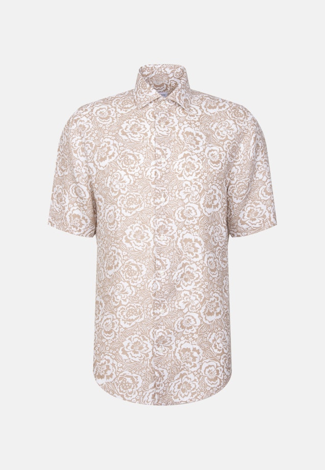 Regular Leinenhemd Druck in Beige |  Seidensticker Onlineshop