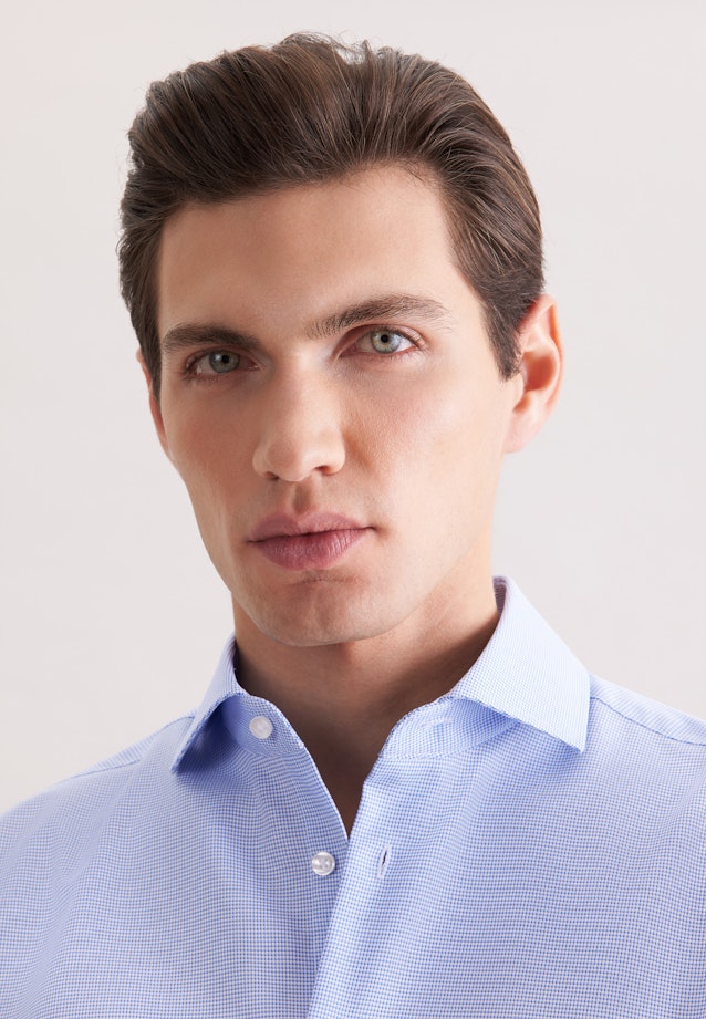 Comfort Business Hemd Struktur in Mittelblau |  Seidensticker Onlineshop