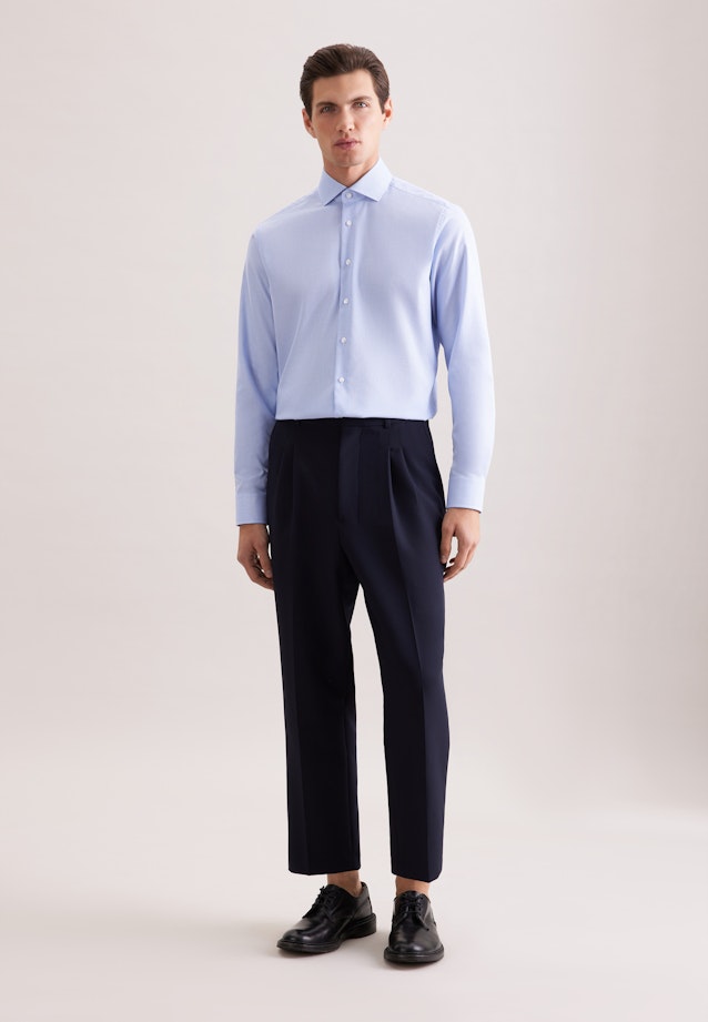 Comfort Business Hemd Struktur in Mittelblau |  Seidensticker Onlineshop