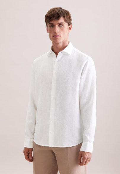 Shaped Leinenhemd Uni in Weiß |  Seidensticker Onlineshop