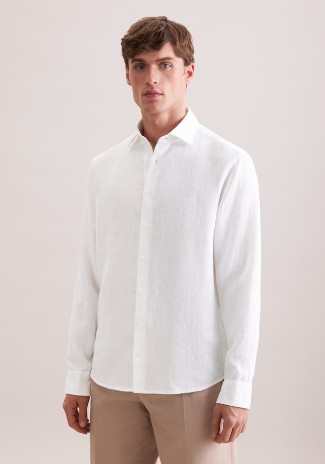 Shaped Chemise en lin Uni dans Blanc | Boutique en ligne Seidensticker