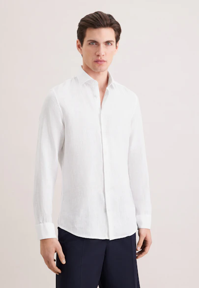 Shaped Chemise en lin Uni in Blanc |  Seidensticker Onlineshop