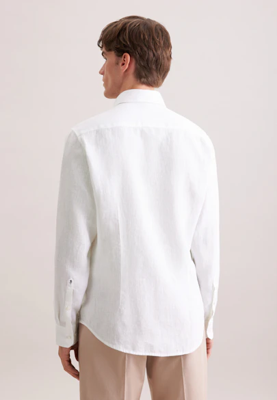 Shaped Chemise en lin Uni in Blanc |  Seidensticker Onlineshop