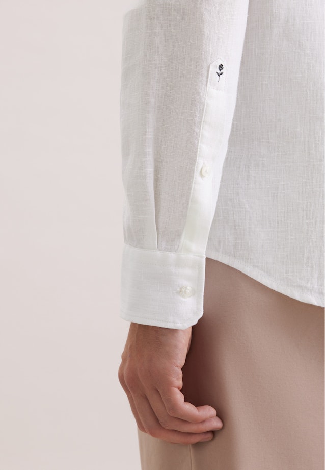 Shaped Leinenhemd Uni in Weiß |  Seidensticker Onlineshop