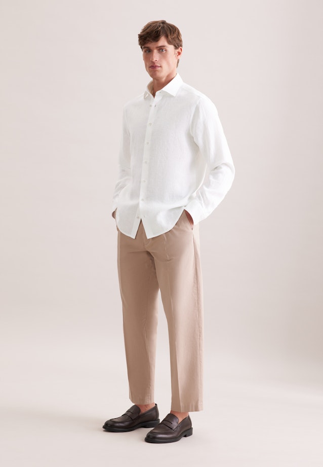 Shaped Leinenhemd Uni in Weiß |  Seidensticker Onlineshop