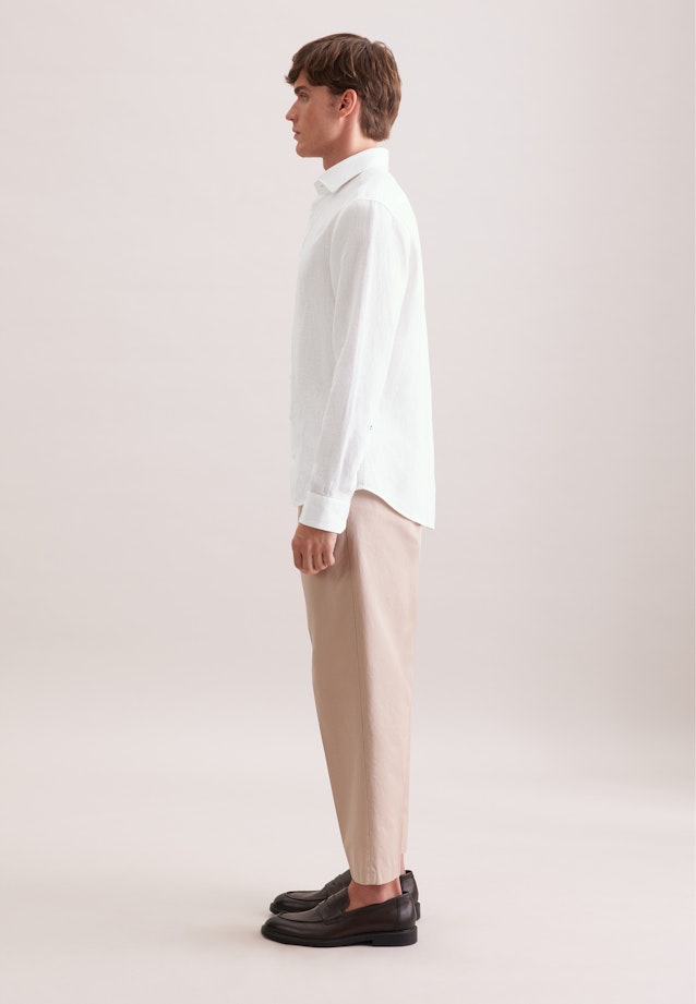 Shaped Leinenhemd Uni in Weiß |  Seidensticker Onlineshop