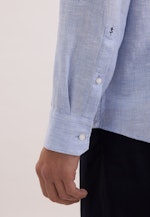 Shaped Linen shirt Uni in Mittelblau |  Seidensticker Onlineshop